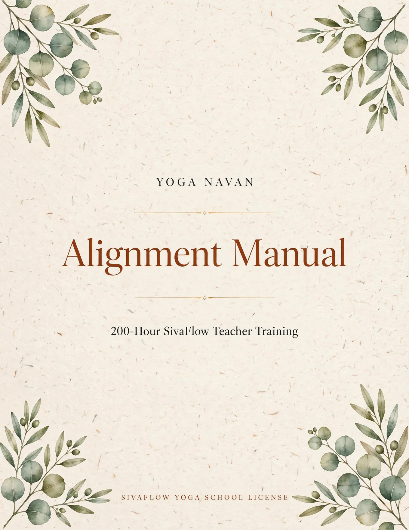 Cover of the Yoga Navan Alignment Manual — 200-Hour SivaFlow Teacher Training